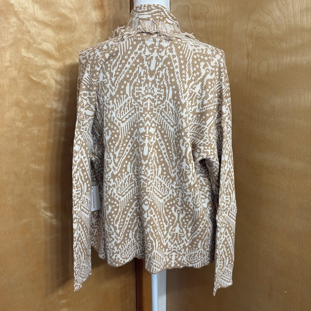 NWT Lucky Brand Shawl Collar Open Front Jacquard Knit Cardigan Size S - Picture 9 of 15